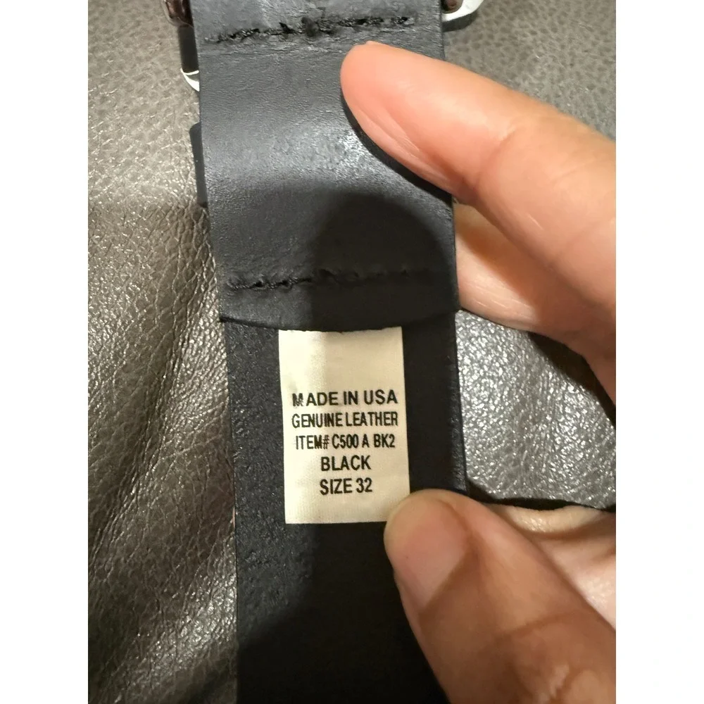 Carolina Sewn Mens Stanford University Leather Belt Black Size 32 C500 A BK2 USA